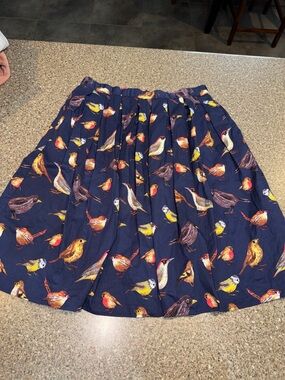 Grace Karin Navy Bird-Print  Skirt